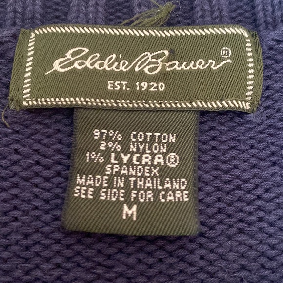 Women’s M navy Eddie Bauer cotton v neck sweater - Picture 4 of 4